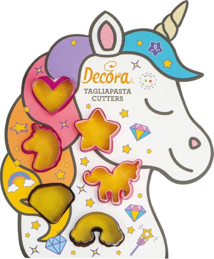 Decora Koekjesuitsteker Plastic Unicorn Set pk 6