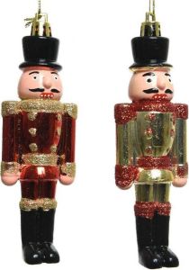 Decoris 2x Kerstboomhangers notenkrakers poppetjes soldaten 9 cm Kerstboomversiering kerstornamenten kersthangers