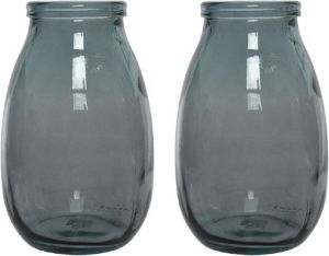 Merkloos Sans marque 2x stuks grijze vazen bloemenvaas van gerecycled glas 18 x 28 cm Glazen vazen voor bloemen en boeketten