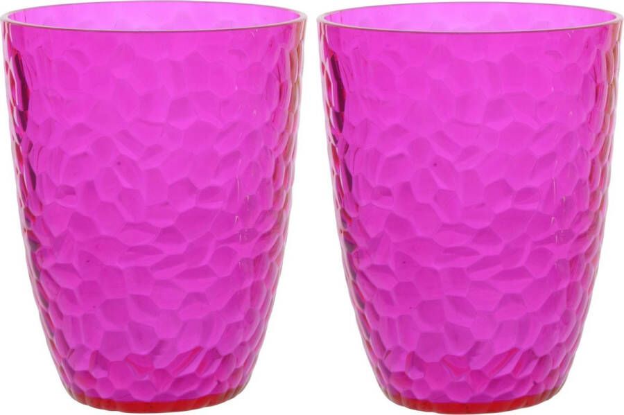 Decoris 2x stuks kunststof bekers roze 20 cl Campingservies drinkbekers herbruikbaar
