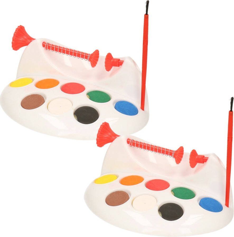 Decoris 2x stuks paaseieren schilder set houder met verf en kwastjes Pasen verfmolens