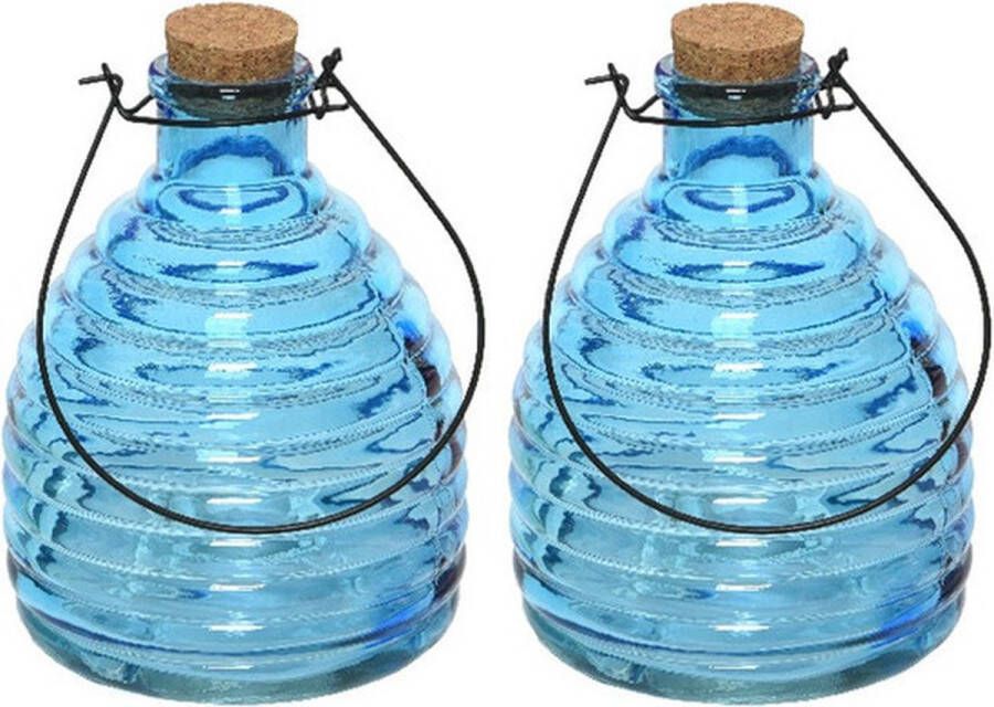 Decoris 2x Wespenvangers wespenvallen blauw 17 cm van glas Insectenvangers insectenvallen Insectenbestrijding