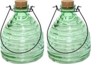 Decoris 2x Wespenvangers wespenvallen groen 17 cm van glas Insectenvangers insectenvallen Insectenbestrijding