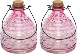 Decoris 2x Wespenvangers wespenvallen roze 17 cm van glas Insectenvangers insectenvallen Insectenbestrijding