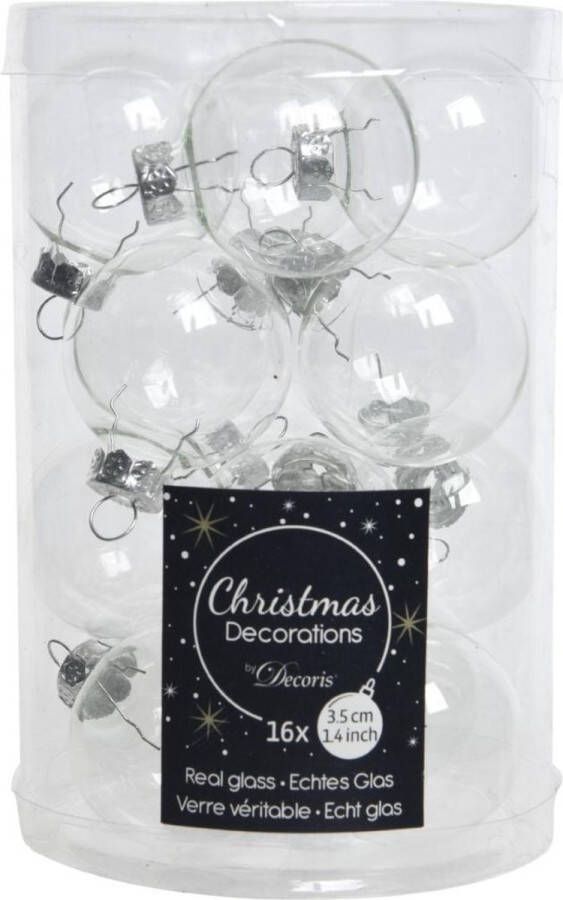 Decoris 3 Stuks Kerstballen Glas Transparant 35mm Transparant helder