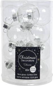 Decoris 3 Stuks Kerstballen Glas Transparant 35mm Transparant helder