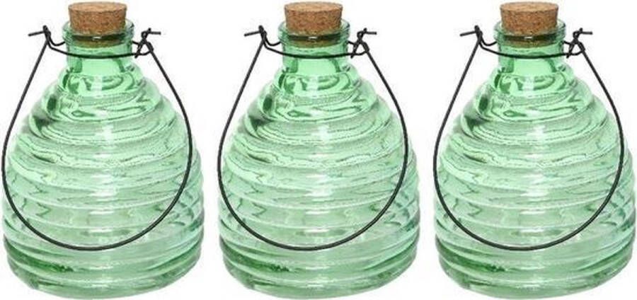 Decoris 3x Wespenvangers wespenvallen groen 17 cm van glas Insectenvangers insectenvallen Insectenbestrijding