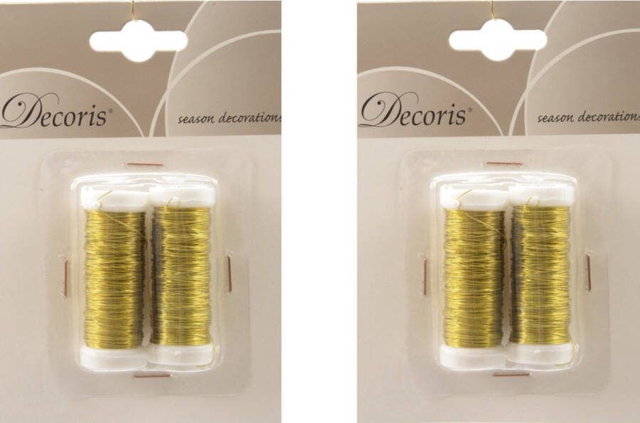 Decoris 4x Goud ijzerdraad op rol 3000 cm Hobby ijzerdraad goud