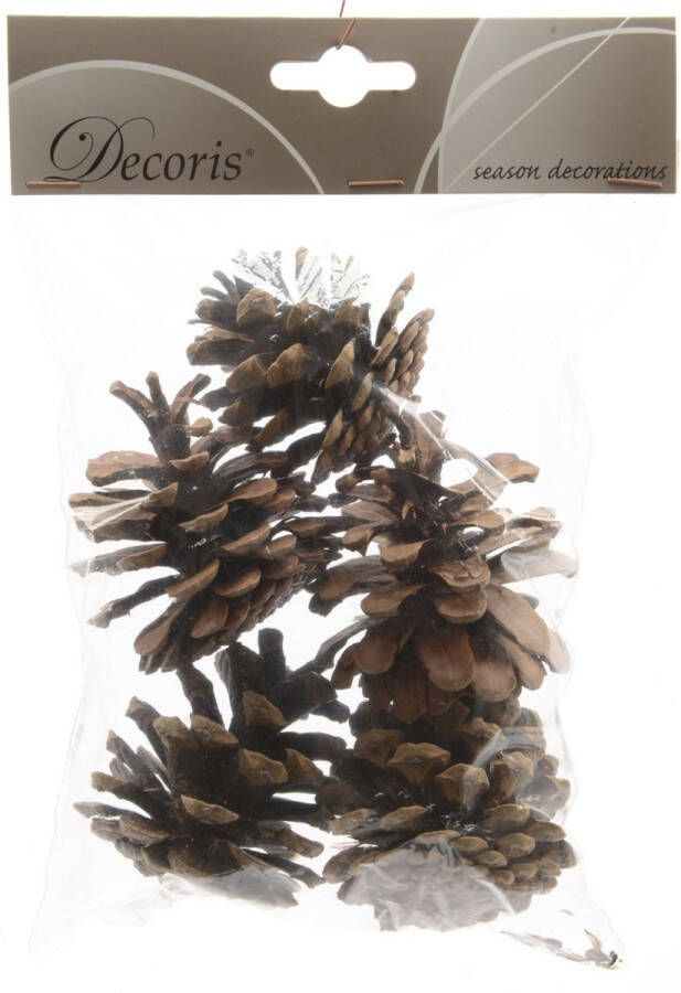 Decoris 5x Bruine decoratie dennenappels 4 cm Kerststukje herfststukje instekertjes