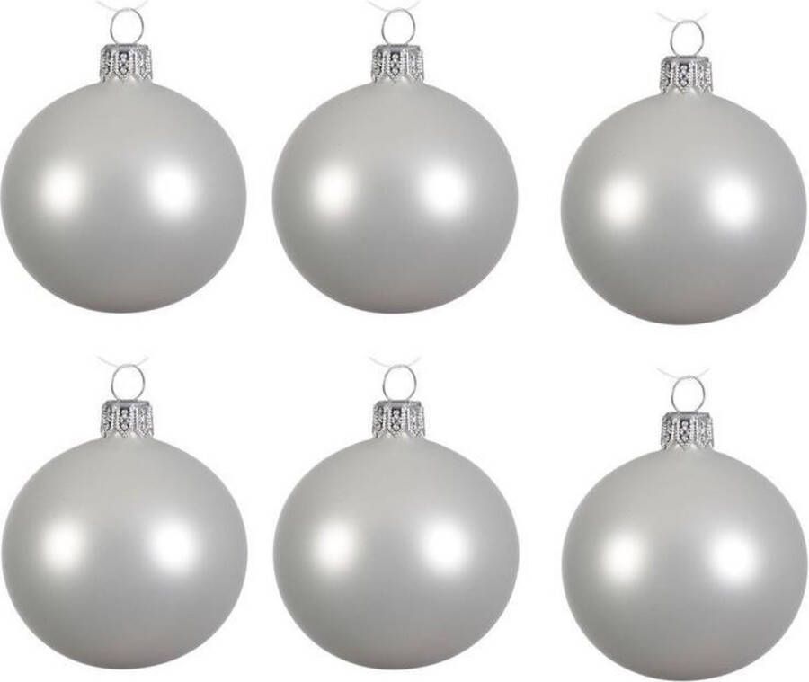 Decoris 6x Winter witte glazen kerstballen 6 cm Mat matte Kerstboomversiering winter wit