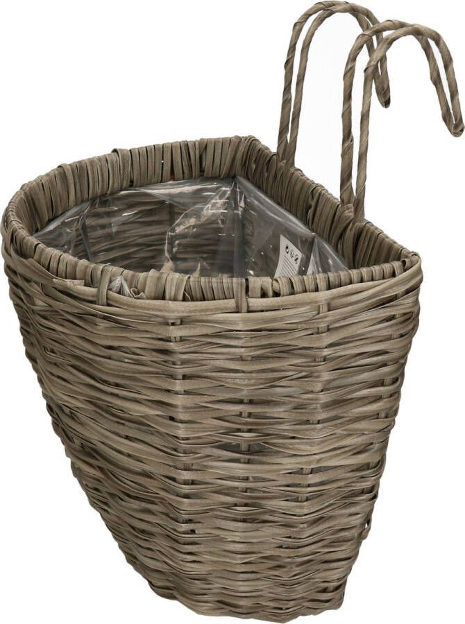 Decoris Balkonmand plantenmand plantenbak grijs rotanï¿½42 cm Hangende plantenbakken voor balkonreling