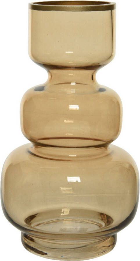 Decoris Bloemen vaas amber transparant goud van glas 25 cm hoog diameter 15 cm Handgemaakte stijlvolle vazen