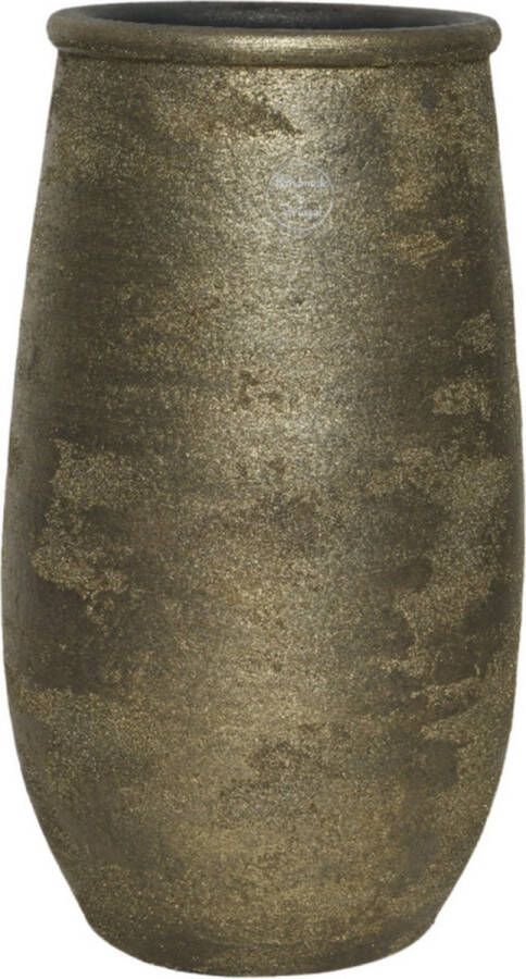 Decoris Bloemen vaas terracotta in kleur antiek goud 40 cm hoog diameter 22 cm Luxe stijlvolle vazen voor binnen
