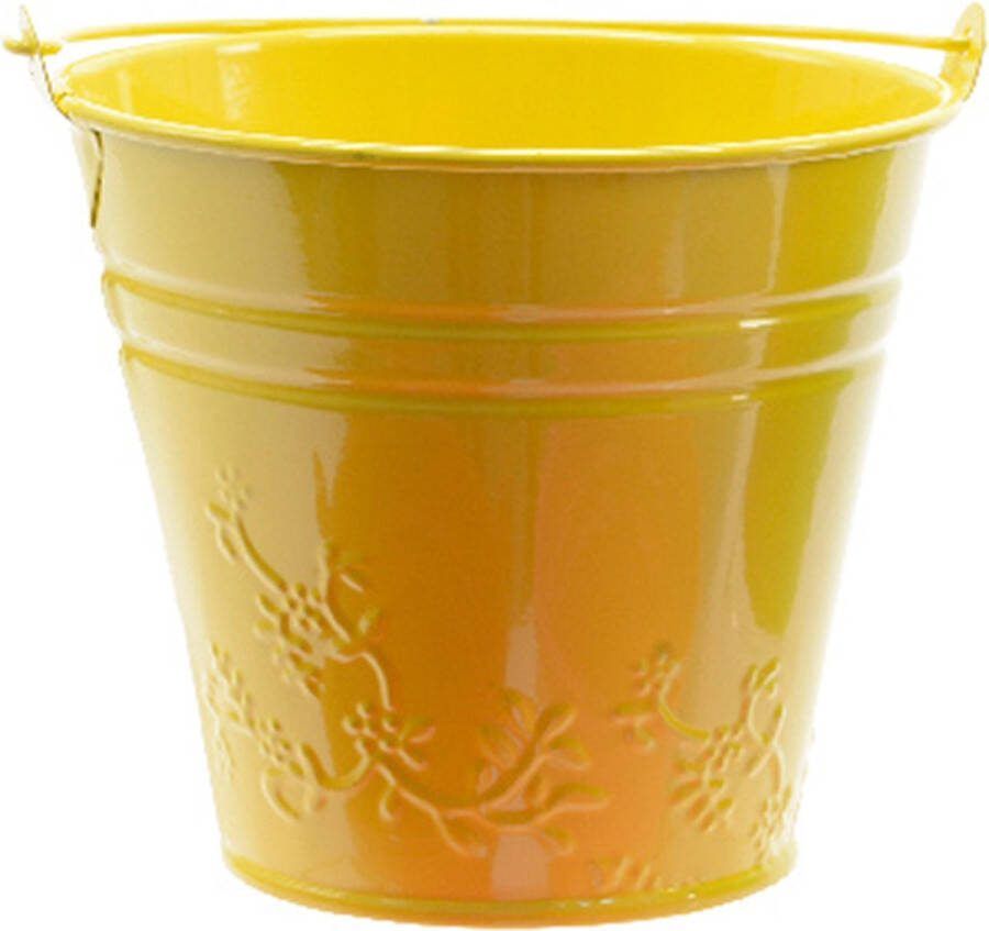 Decoris Bloempotje plantenpotje Met Bloemen Relief Zink D11 X H11 Cm Geel