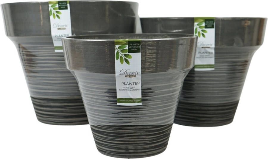Decoris bloempotten set van 3 41 cm 35 cm 30 cm recycled antraciet bloempot pot decoratie potten