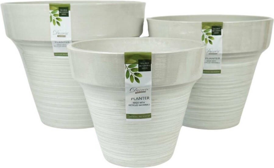 Decoris bloempotten set van 3 41 cm 35 cm 30 cm recycled wit bloempot pot decoratie potten