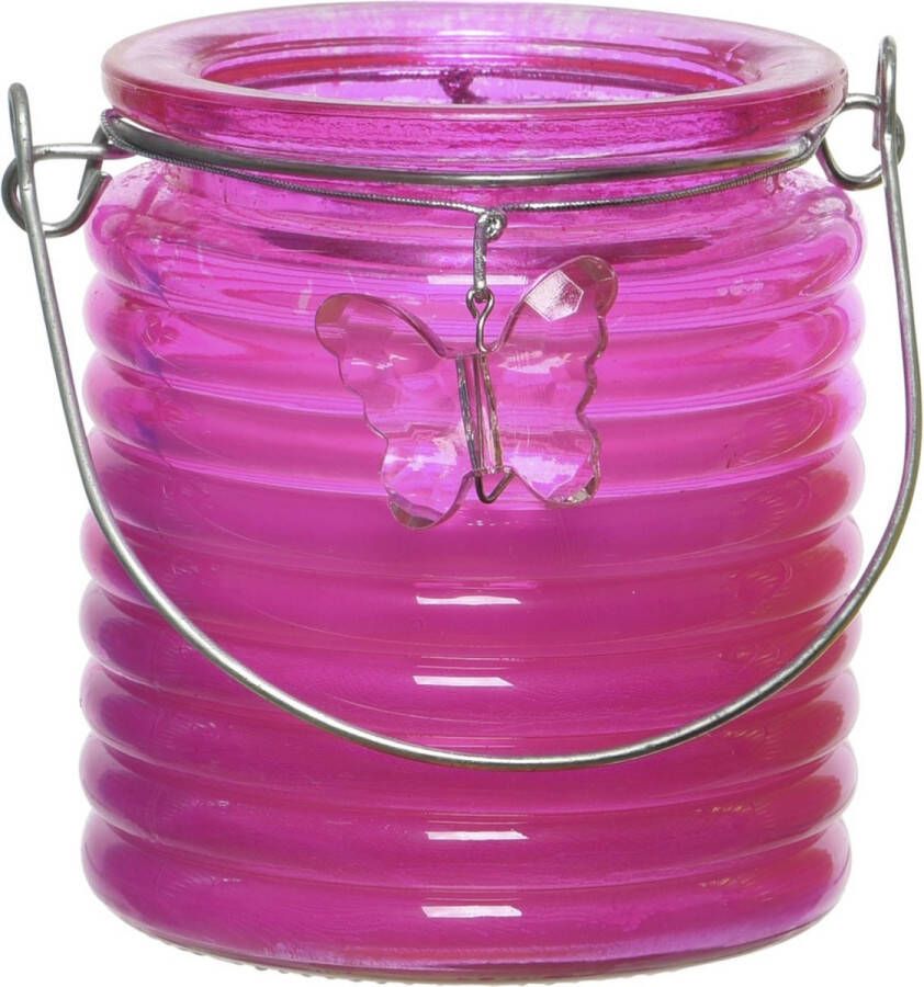 Decoris Citronella anti muggen kaarsen in kaarsenhouder roze 20 branduren Windlichten voor binnen en buiten