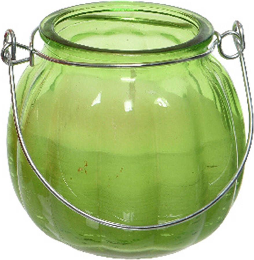 Decoris 2x citronella kaarsen in glas 15 branduren D8 x H8 cm groen geurkaarsen