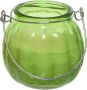Decoris 2x citronella kaarsen in glas 15 branduren D8 x H8 cm groen geurkaarsen - Thumbnail 1