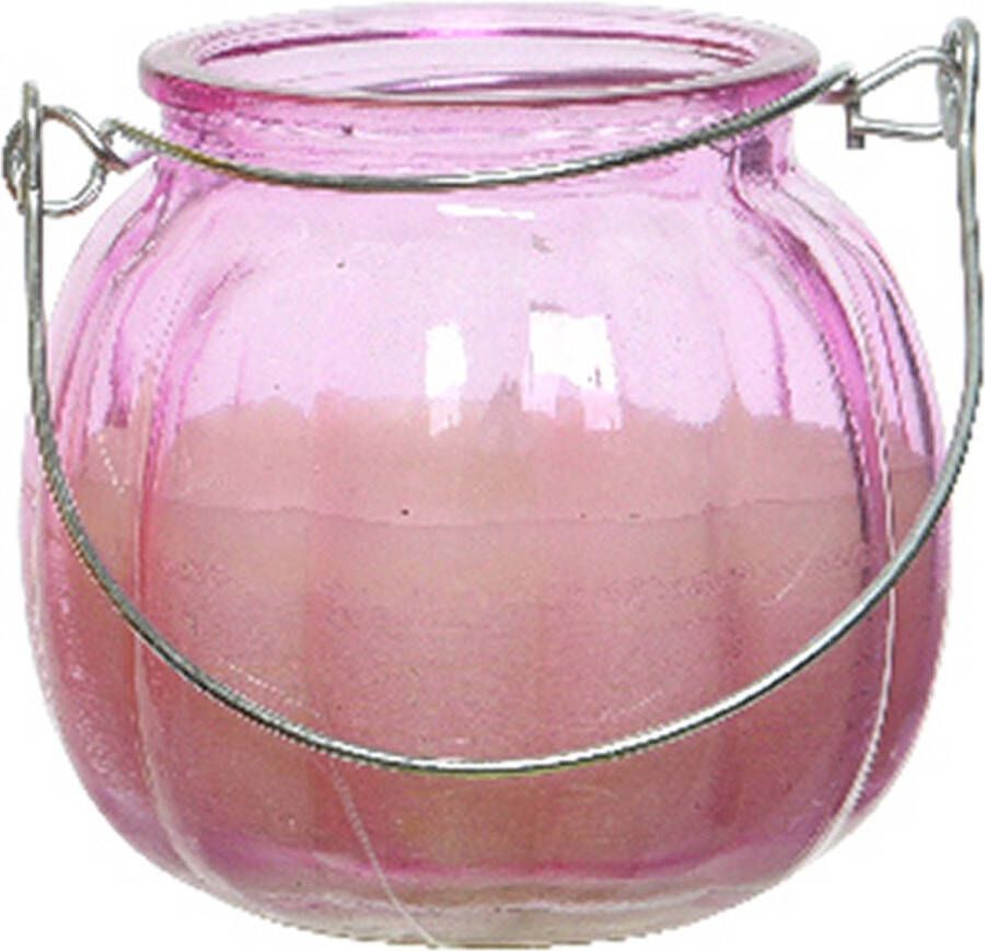 Decoris Citronella kaars glas roze anti muggen 15 branduren D8 x H8 cm
