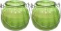 Decoris 2x citronella kaarsen in glas 15 branduren D8 x H8 cm groen geurkaarsen - Thumbnail 2