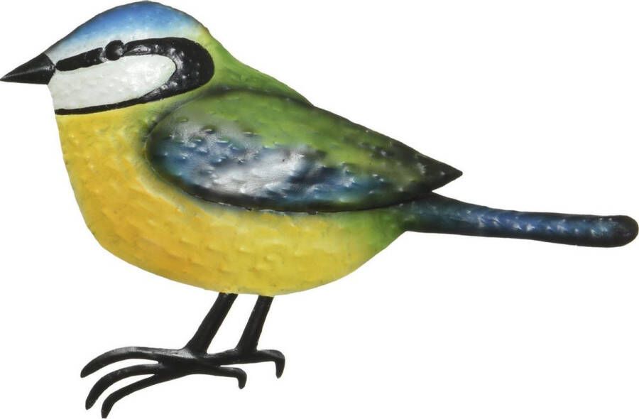 Decoris Decoratie vogel muurvogel Pimpelmees voor in de tuin 38 cm Tuindecoratie dierenbeeldjes Tuinvogels muurvogels