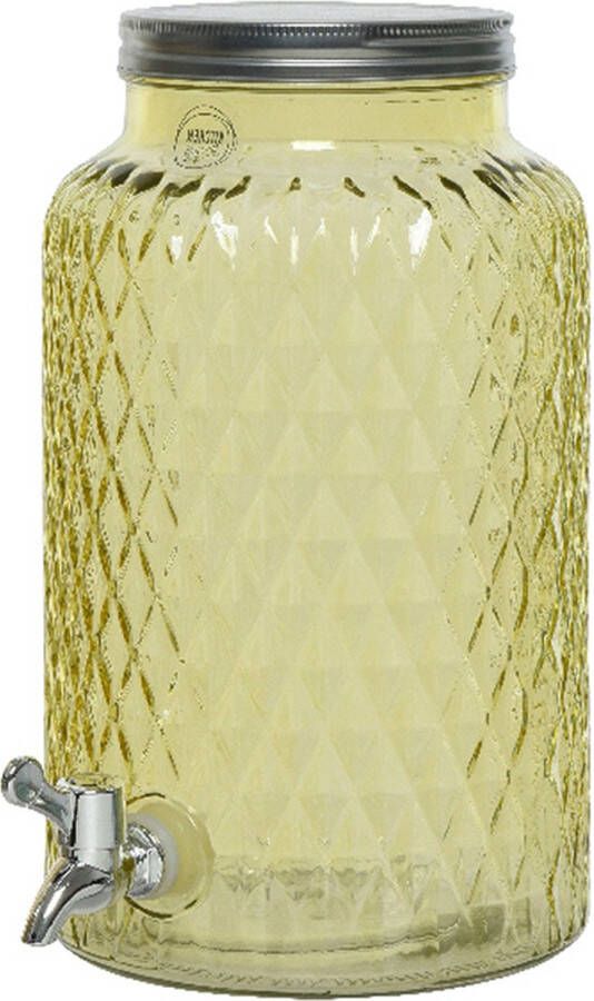 Decoris Drankdispenser limonadetap met kraantje glas 5 5L geel Drankdispensers