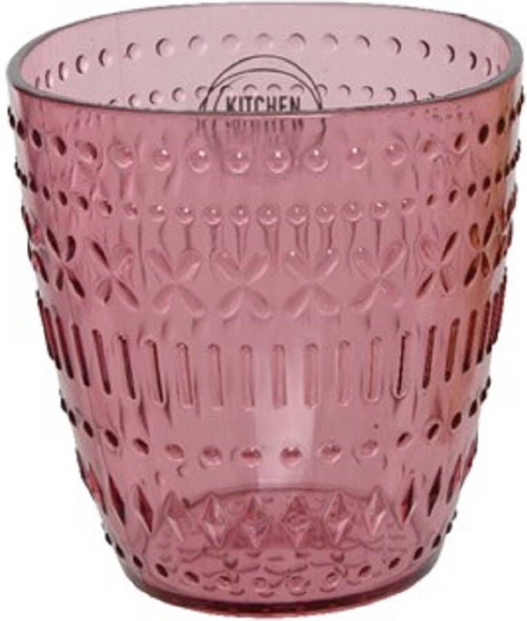 Decoris Drinkglas beker kunststof 250 ml roze Drinkglazen