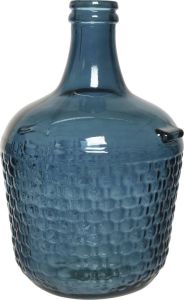 Decoris Fles Vaas bloemenvaas Recycled Glas Blauw 27 X 42 Cm Vazen
