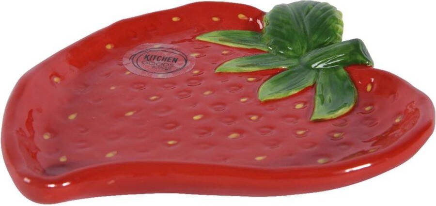 Decoris gebaksbord Aardbei van dolomiet 17x14 5x3cm
