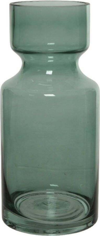 Decoris Groene vazen bloemenvaas 3 liter van glas 11 x 24 5 cm Glazen vazen voor bloemen en boeketten