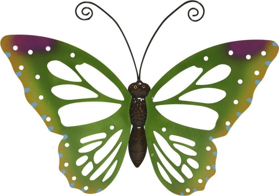 Decoris Grote groene vlinders muurvlinders 51 x 38 cm tuindecoratie vlinders Tuinvlinders muurvlinders