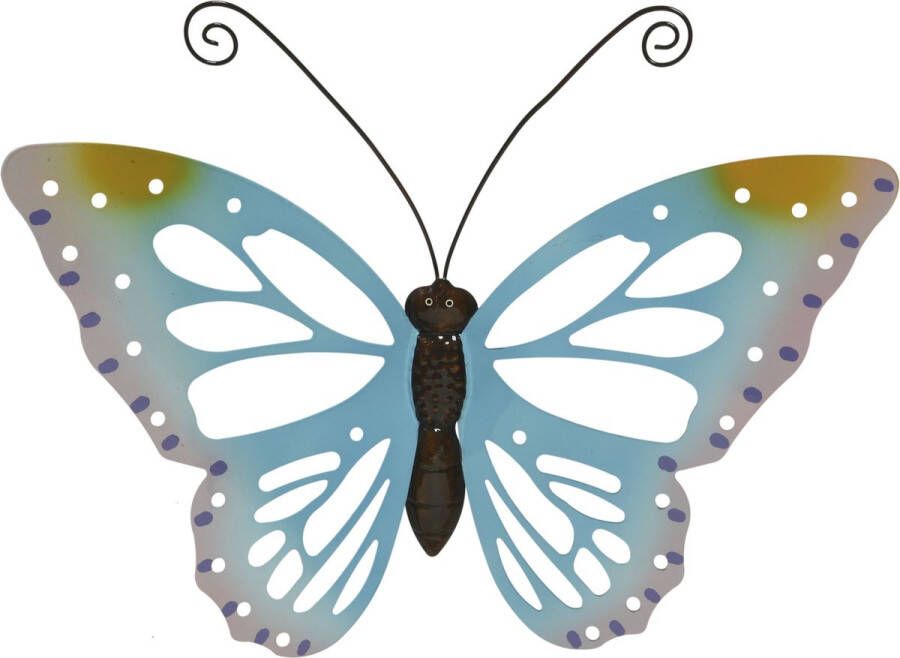 Decoris Grote lichtblauwe vlinders muurvlinders 51 x 38 cm tuindecoratie vlinders Tuinvlinders muurvlinders