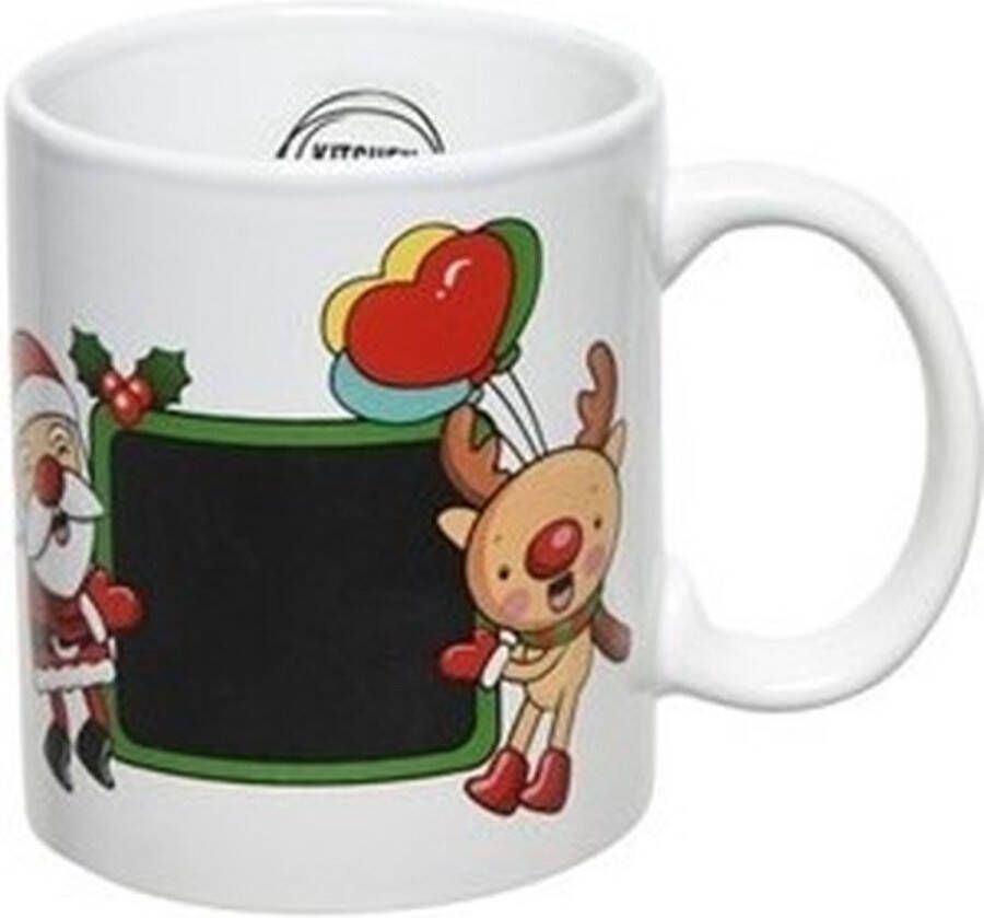 Decoris Kerst beker mok 300 ml rendier kerstman ballon Kerstservies Kerstontbijt Kerstdiner tafeldecoratie kerstmok