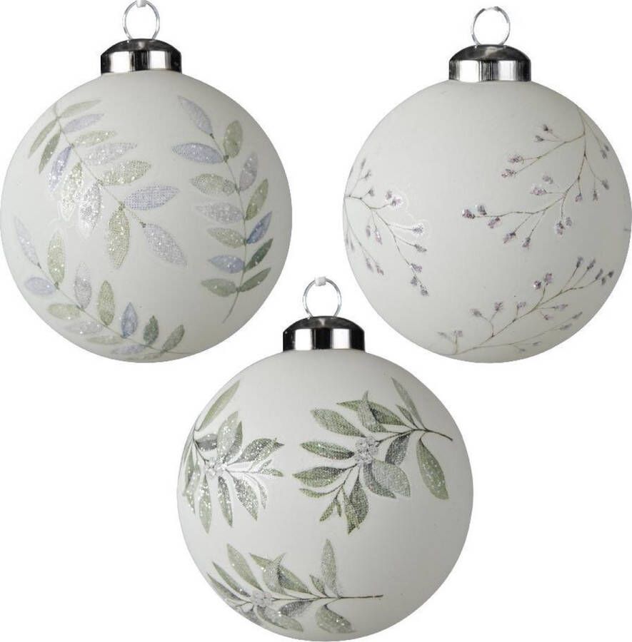 Decoris Kerstbal glas tak d8 cm winterwit a3