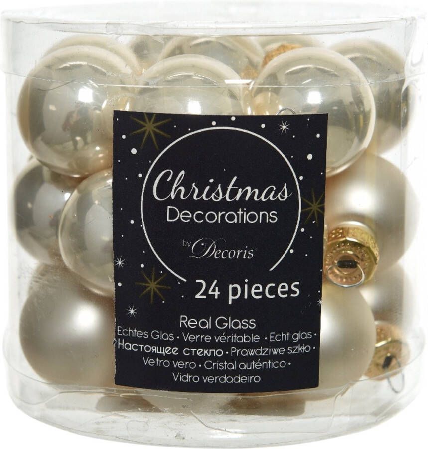 Decoris Kerstballen glas D2.5cm mix parel dia2.50cm