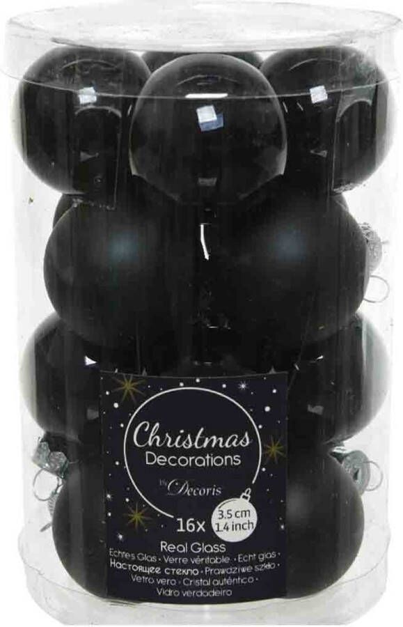 Decoris Kerstballen glas D3.5cm mix zwart dia3.50cm