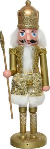 Decoris Kerstbeeldje kunststof notenkraker poppetje soldaat goud 28 cm kerstbeeldjes Kerstversiering woondecoratie