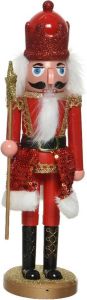 Decoris Kerstbeeldje kunststof notenkraker poppetje soldaat rood 28 cm kerstbeeldjes Kerstversiering woondecoratie