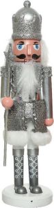 Decoris Kerstbeeldje kunststof notenkraker poppetje soldaat zilver 28 cm kerstbeeldjes Kerstversiering woondecoratie