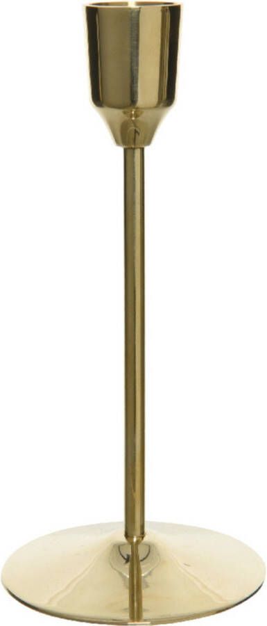 Decoris Luxe diner kaarsen staande kandelaar aluminium kleur goud 20 cm Diameter onderkant 7 cm