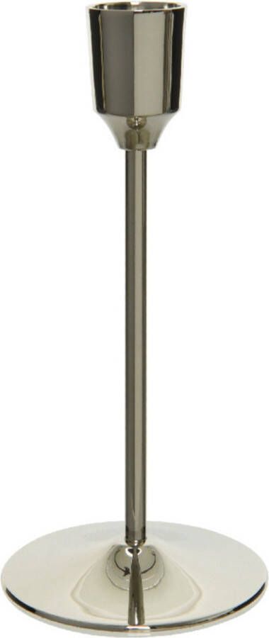 Decoris Luxe diner kaarsen staande kandelaar aluminium kleur zilver 15 cm Diameter onderkant 7 cm