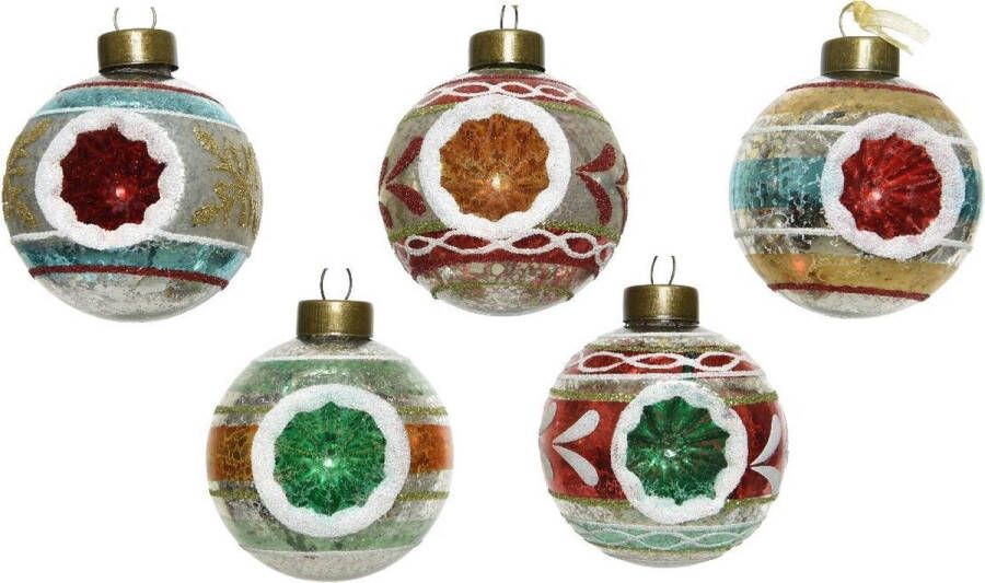 Decoris Season Decorations Decoris Kerstbal Glas Antiek 5Kl.Ass Assortie dia6cm