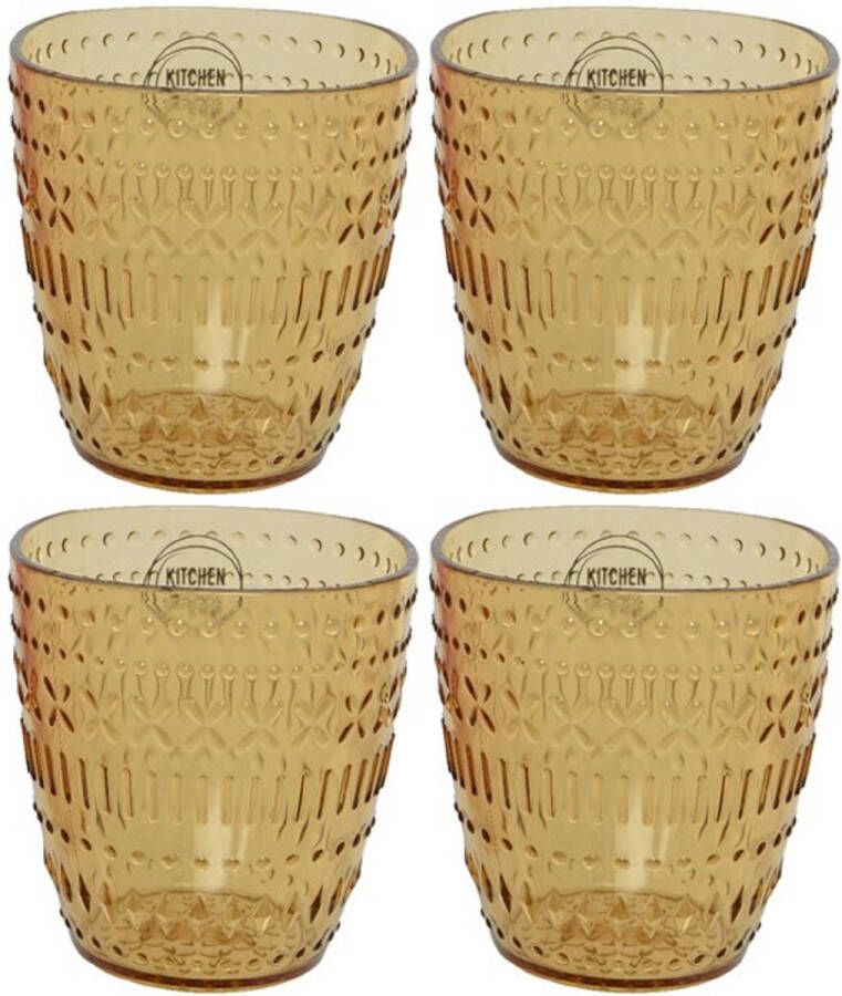 Decoris Set van 12x stuks kunststof bekers geel 200 ml