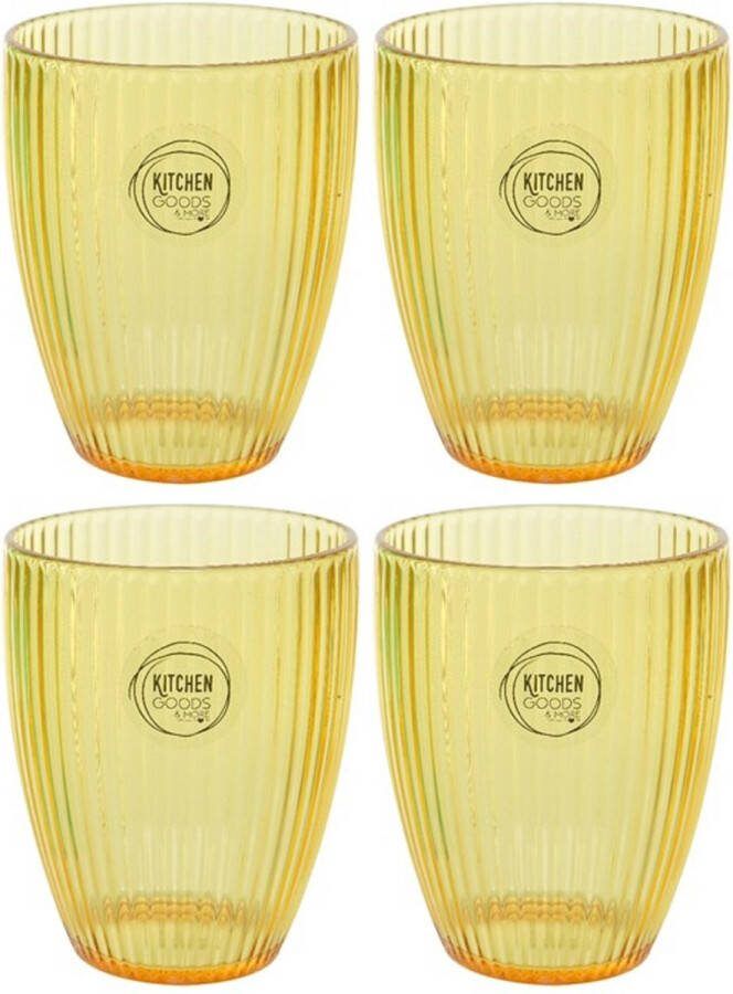 Decoris Set van 12x stuks kunststof bekers goud geel 200 ml