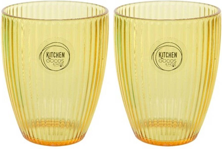 Decoris Set van 2x stuks kunststof bekers goud geel 200 ml
