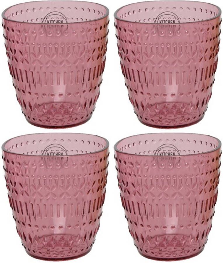 Decoris Set van 8x stuks kunststof bekers roze 200 ml