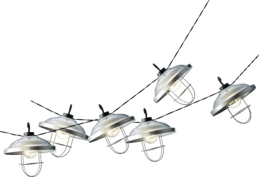 Decoris 2x stuks solar tuinverlichting lichtsnoeren met lampenkappen lampjes 2 5 meter Feestverlichting op zonne-energie