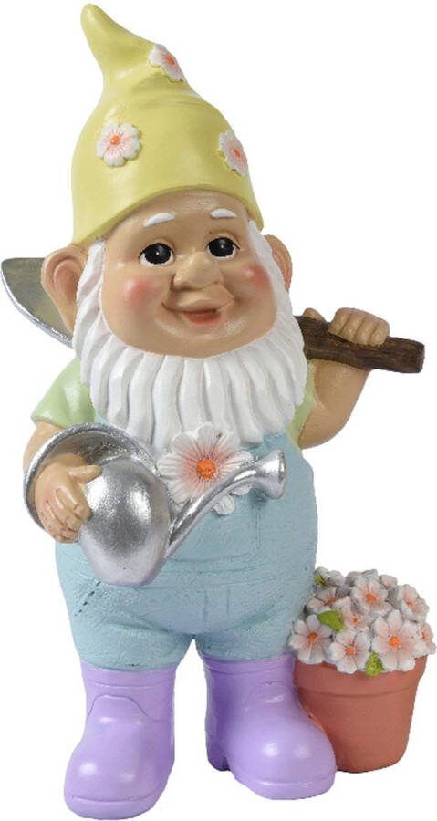 Decoris Tuinkabouter met gieter tuinieren kunststeen H30 cm tuinbeeld