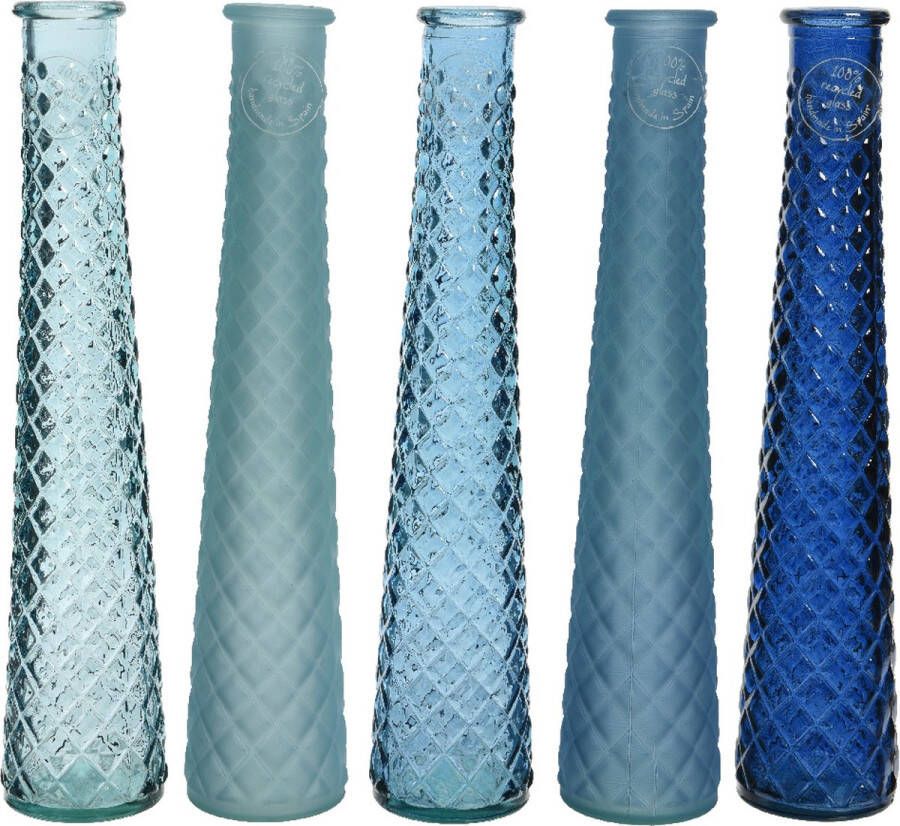 Decoris Vaas recycled glas dia7-H32cm blauw